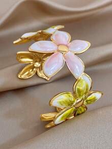 Bộ 1 vòng tay mạ vàng 18K, thiết kế tinh tế với men nhiều màu sắc, họa tiết hoa, đeo ở cổ tay (không phải cánh tay), phù hợp cho nữ, trang sức thép không gỉ phong cách Bohemian mùa hè, thích hợp cho kỳ nghỉ, quà tặng Ngày của Mẹ, tiệc tùng hàng ngày, Ngày Valentine, đám cưới, lễ hội âm nhạc, Giáng sinh, hẹn hò, Lễ Phục sinh. - Nhiều màu - Xem 10