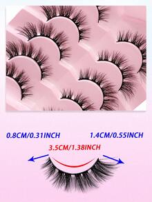 ENCHUW 5对装新款3D蓬松柔软纤长假睫毛，仿貂毛材质，可重复使用，适合度假妆容 - 黑色 - 查看 2
