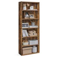 VASAGLE Bookshelf, 6-Tier Bookcase, Book Shelf Furniture, Open Storage Shelves, Room Decor, For Living Room, Home Office, Dinning Room,  9.4 X 23.6 X 63.3 Inches, Rustic Brown - Rust Brown - View 11