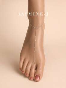 1 件 S925 纯银素面链脚链，金色脚链，金色脚趾链，切片链脚链，简约​​、百搭、优雅，女士脚链，海滩度假，适合日常佩戴。 - 彩色 - 查看 11