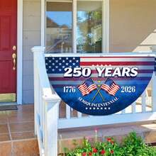 4th Of July Garden Flag, Semi-Circle Letters Print Bunting Patriotic Flag Party Favor Photo Props - màu xanh da trời - Xem 2
