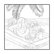 24幅夏季风景成人涂色书，描绘美丽的夏日时光，感受凉爽的季节，是送给家人和朋友的生日礼物、周年纪念礼物、毕业礼物、返校礼物、母亲节礼物，尺寸为7.9x7.9英寸。 - 24 Summer Senes - 查看 7