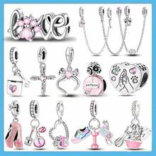 925 Sterling Silver Pink Series Charms Bow Tie Girl Cake Princess Beads Pendant Setting Bracelet Jewelry Gift For Women 3Q3Y - KTC358 - 查看 2