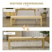 3-Seater Wooden Bench, Dining Bench In Country Style, Made Of Pine Wood, Load Capacity Up To 330 Kg, Natural Finish, 150 X 33 X 45 Cm, For Kitchen & Dining Room - Khaki - View 6