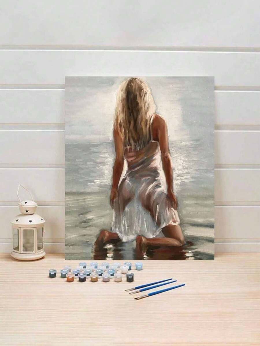 DIY Frameless Digital Oil Painting Kit "Beach Beauty", 40*50CM. Carefully Crafted Oil Painting, Use Colors To Express Your Personalized And Creativity, No Painting Experience Required. Choose A Painting To Decorate Your Space, Relieve Stress, And Experience The Power Of Art.