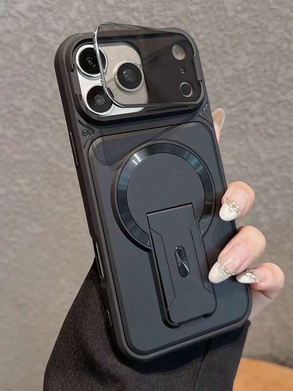 Étui de téléphone magnétique avec cadre miroir de luxe, support, charge sans fil et protection anti-chute pour iPhone 17 Pro Max, 17, 16, 15, 14, 13 Pro Max