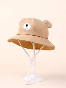 1 pieza Sombrero de sol unisex para bebé/niño pequeño con diseño de oso de dibujos animados, sombrero de cubo para niños para primavera, verano, otoño, protección solar y a prueba de viento - 1PC - Ver 11