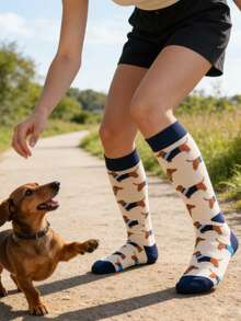 1双女士香肠图案休闲百搭趣味中筒袜 - 彩色 - 查看 6