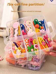 1 pieza Caja de almacenamiento de plástico transparente de uso múltiple, caja de joyas portátil y desmontable de 3 capas, caja de almacenamiento de manualidades, adecuada para aretes, anillos, collares, joyas, cosméticos, accesorios para el cabello, decoraciones para uñas, organizador de escritorio, regalo para mujeres, decoración de habitación - Multicolor - Ver 6