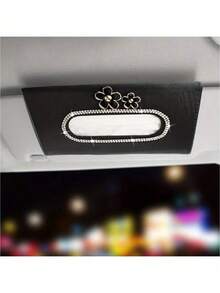 Étui de visière de soleil en PU de luxe et boîte de rangement pour essuie-glaces - s'adapte à la plupart des véhicules, boîte de rangement pour tableau de bord avec design en cristal et diamant, accessoires d'intérieur de voiture (convient à la plupart des véhicules) - Taille unique - Voir 4