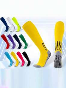1 Pair Teenage Anti-Slip Coated Football Socks, Children's Long Tube Sports Socks, Suitable For 12-18 Years Old Boys & Girls Daily Outdoor Sports - Multicolor - View 2