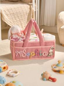 Personalized Diaper Storage Bag With Embroidered Name, Children's Room Storage Basket, Personalized Mommy Bag, Custom Woven Rope Storage Bucket, Diaper Storage Basket, Newborn Gift, Maternity Party Gift, Gift For New Moms - Multicolor - View 13
