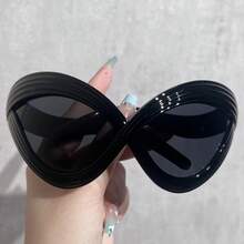 1 Pair Of Women's Fashion Glasses, Y2K Millennium Style Cat-Eye Futuristic Hip-Hop Street Exaggerated Metal Hinge Glasses, Wear Them And You'll Be The Center Of Attention! Your Fashion Statement. - Màu tím - Xem 7