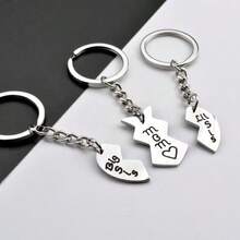 3pcs/Set Mother & Daughter Heart-Shaped Keychain, Stainless Steel Engraved "Big Sis/Mom/Lil Sis", Family Commemorative Pendant - 3-piece Set - View 11