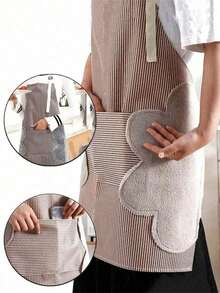 1pc Adjustable Waterproof Kitchen Apron With Large Towel Pocket,Adjustable Neck , Suitable For Cooking And Baking, Functional Design, Practical Kitchen Wear, Suitable For Household, Chefs, BBQ Enthusiasts, Craftsmen And Outdoor Activities - Multicolor - View 2