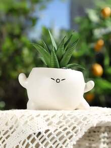 1pc Mood Flower Pot, Cute Resin Planter Suitable For Indoor Plants, Interesting Flower Pot With Drainage Hole, Great For Home Decor, Bedroom, Office, Student Use, Storage, Wedding Decoration, Jewelry Box, Party Decor, Best Gift Choice - Multiple Styles - View 12