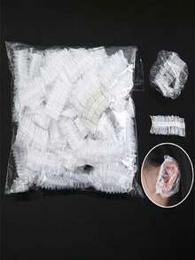 Cubiertas de oído desechables y transparentes a prueba de agua, protectores de oído de plástico para teñir el cabello, ducha, baño y salón, paquete de 100/200 piezas - Puntas de oído desechables impermeables - Ver 8