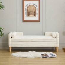 Ottomans - Ivory + Chenille + Bedroom - View 2