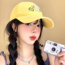 1 chiếc mũ lưỡi trai mềm mại thêu hình mèo dễ thương, mũ snapback che nắng mang phong cách trẻ trung. - Nhiều màu - Xem 3