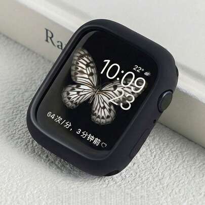 1个男女通用黑色哑光防震TPU+硅胶保护壳，兼容 38mm/40mm/41mm/42mm/44mm/45mm，时尚柔软表壳，兼容 Series 9/8/7/6/5/4/3/2/1/SE3，表壳配件，兼容，适合日常佩戴、派对、商务伙伴，是圣诞节、生日、返校季、节日送礼的绝佳选择。