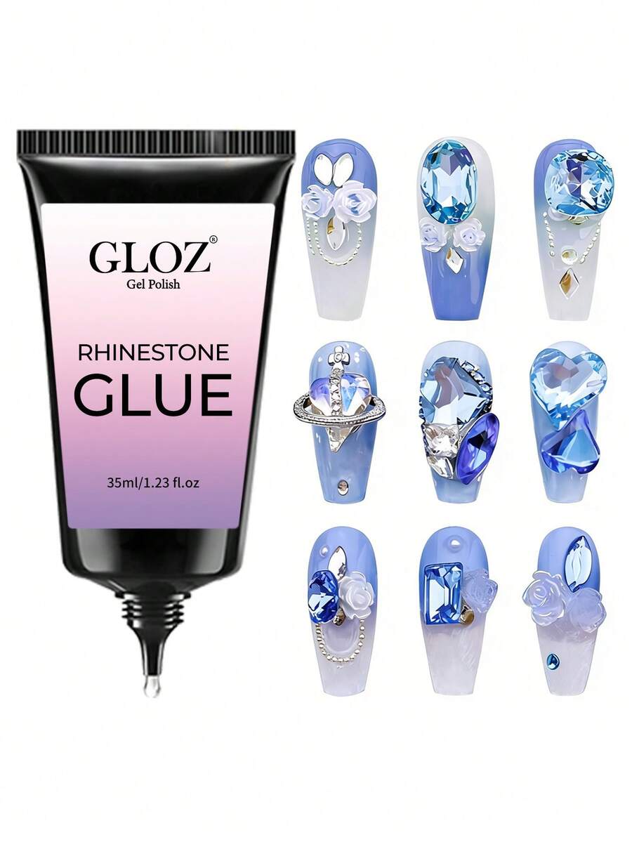 GLOZ 35ML 美甲水鑽膠，超強凝膠美甲膠，適用於美甲飾品 3D 閃亮美甲裝飾，寶石美甲藝術鑽石，需 UV/LED 固化，美容禮品