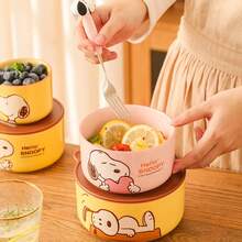 SNOOPY 史努比密封食品储存碗，卡通微波炉午餐盒，批发陶瓷碗，微波炉碗 - 彩色 - 查看 3