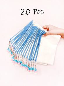 1个/5个/10个装帆布拉链带流苏收纳袋,旅行化妆包,化妆品收纳包,铅笔盒,适合度假、海滩、浴室、卧室使用,大容量 - 米色 - 查看 91