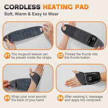 1个腕部按摩器，3档热敷按摩腕部按摩器，电动护腕，热敷手腕带，1800mAh可充电电池 - 灰色 - 查看 8