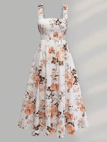 Đầm maxi dài hai dây in họa tiết toàn thân dành cho nữ, họa tiết boho toàn thân với viền bèo nhún, trang phục thường ngày đi nghỉ mát, thanh lịch cho mùa hè. - Màu vàng - Xem 6