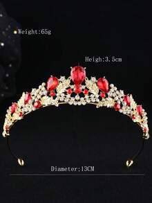 1 chiếc vương miện cài tóc cô dâu kiểu Baroque hình giọt nước bằng thủy tinh và hợp kim, phụ kiện quà tặng cho dịp lễ, sinh nhật, tiệc tùng, sự phát triển. - Đỏ - Xem 5