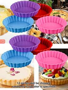 Bộ khuôn bánh trứng tart 2/5/8/10/12 chiếc, bộ khuôn bánh tròn 12 chiếc, khuôn bánh trứng tart mini, khay nướng chống dính, thích hợp làm bánh trứng tart, bánh thạch, bánh sinh nhật có họa tiết, bánh phô mai, bánh ngũ cốc, dụng cụ làm bánh. - Nhiều màu - Xem 12