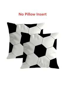 1/2/4pcs Soccer Themed Decorative Pillow Covers, With Soccer Pattern, Black And White Checkerboard Design, Size 17.7 X 17.7 Inches, Soft Polyester Material, Zipper Closure, Machine Washable - Perfect For Living Room And Bedroom Decor. - Multicolor - View 2
