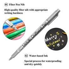 Metallic Color Markers, High-Quality Fiber Tip, 12-Color Set, Suitable For Black Paper, Glass, Stone Painting, Halloween Pumpkin, Card Making, Scrapbook Album, Christmas DIY Handmade Art - Sets - View 4
