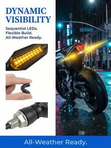 Luces indicadoras de giro LED de 12V 10mm compatibles, luces de circulación diurna con flechas blancas y ámbar que fluyen secuencialmente para motocicleta - Multicolor - Ver 4