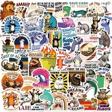 50 pièces Autocollants amusants de possum dessin animé, cadeaux d'opossum, autocollants d'animaux décoratifs pour bouteille d'eau, guitare, bagage, téléphone, étui, ordinateur portable, planche à roulettes, cadeau - A - Voir 5