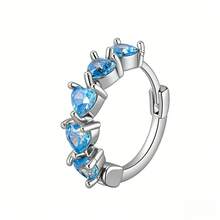 Circle Ear Buckle With Multi Heart Colorful Zirconia Inlay, Fashion Piercing Jewelry For Tragus Helix Earlobe Daily Wear - EK00005Blue - View 8