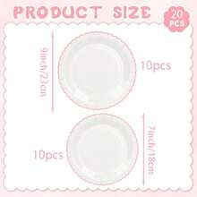 10个/20个/40个装粉色和白色7英寸和9英寸派对纸盘，粉色扇形边一次性纸盘，适用于婴儿派对、婚礼、母亲节、生日、花园派对和节日聚会 - 粉紅色 - 查看 3
