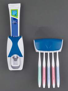 2件組防塵自動牙膏擠壓器，便攜式牙膏擠壓器，免釘壁掛式安裝，省空間浴室收納架，黑色5孔附蓋無孔牙刷架。浴室配件，牙刷，牙膏，電動牙刷，牙刷架，浴室小工具，返校季浴室配件，洗漱用品，化妝工具，居家浴室裝飾，夏季裝飾 - A - 查看 8