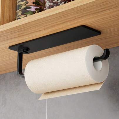 1 Giá đỡ khăn giấy nhà bếp hiện đại, tự dính, gắn tường, treo dưới tủ, bằng nhựa chắc chắn, tiết kiệm không gian, dùng cho nhà bếp, phòng tắm, gia đình, cửa hàng thương mại, căn hộ nhỏ, phụ kiện lưu trữ hàng ngày.