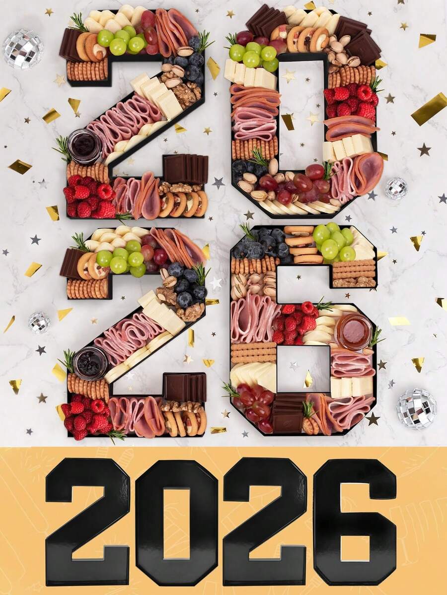 1 Set 2026 Graduation Party Food Serving Tray, Numeric Cold Dish Platter Set; Graduation Season Dining Table Decor, Graduation Party Food Serving Tray, Graduation Party Dessert Table Numeric Tray - View 1