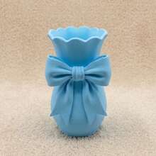 4-Inch Small Bow Vase, Makeup Brush Holder And Pen Cup, Cute Decorative Desktop Organizer Suitable For Vanity, Office Desk And Windowsill - A - View 9