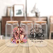 Set de 4 envolturas para tazas con diseños cristianos españoles UV DTF (9.4x4.3in), con versículos bíblicos, mariposas y flores, citas de fe de mujeres latinas para tazas de vidrio de 16oz, calcomanías de transferencia a prueba de agua para manualidades y regalos religiosos - Biblia SP 01 - Ver 6