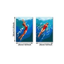 2pcs/Set Women's Red Swimsuit Wall Art Poster, Minimalist Ocean Decor, Modern Blue Water Art, Summer Pool Print, Beach House Decoration - Style a - View 7