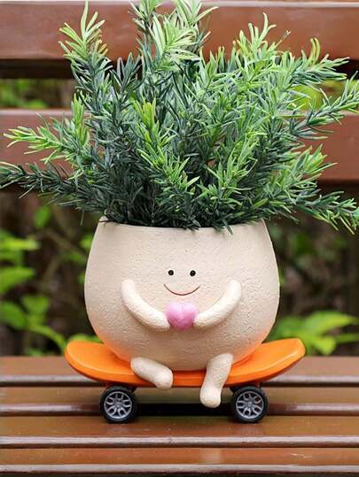 Chậu hoa hình mặt cười dễ thương, chậu trồng cây mọng nước đáng yêu, chậu hình ván trượt, thích hợp sử dụng trong nhà và ngoài trời, quà tặng độc đáo cho ngày lễ và sinh nhật, hoàn hảo cho người yêu cây cảnh và các bà mẹ.