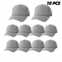10 PCS  Unisex Sublimation Blank Mesh Baseball Cap Polyester Mesh Trucker Hat Bulk - 10 CHIẾC - Xem 9