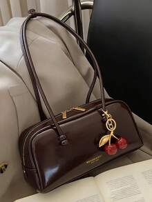 This Fashionable And Classic Shoulder Bag Features A Solid Color Design With A Letter Graphic, And Comes With Dual Handles, Making It Very Suitable For Daily Use And Travel. Whether For Work, Shopping, Or Dating, It Is The Ideal Choice For Your Everyday Outings. - Coffee - View 1