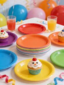 20pcs/10pcs/1pc Mini Colorful Paper Plates, Disposable Party Paper Trays, Large Capacity Disposable Round Dessert Plates, Thickened Solid Color Paper Plates, Table Decoration Party Supplies, Suitable For Birthday, Dinner, Wedding, Picnic, Baby Shower And All Occasions - A - View 1