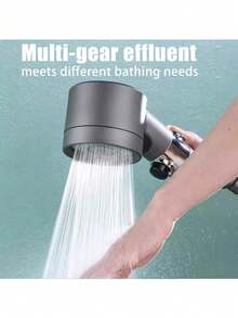 1PC High Pressure Handheld Shower Head, 3 Spray Modes Water Saving Shower Sprayer, Easy Install Bathroom Shower Accessory - Grey - View 3