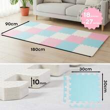 18PCS EVA Foam Floor Tiles With Cross Pattern, Interlocking Exercise Mats, Water-Resistant Noise-Reducing Foam Flooring With Easy Assembly For Home Gym Yoga Dance Playroom Basement Apartment, Blue-White-Pink - 藍白粉 - 查看 3