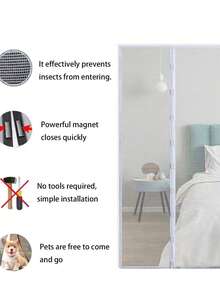 1套磁性纱门，重型自密封免提网帘，防虫，36英寸 x 82英寸 - A - 查看 3